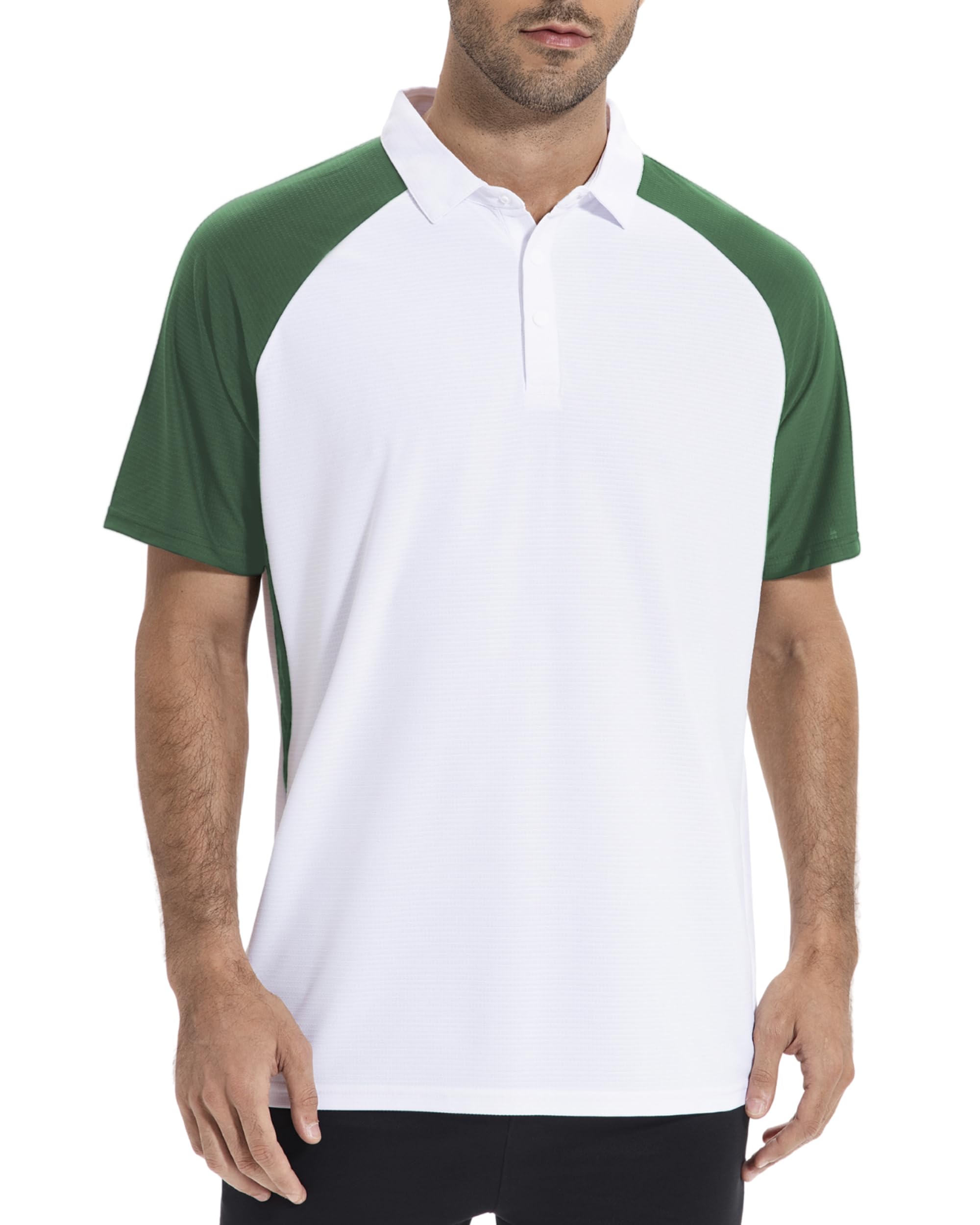 AMZSPORT Polo Uomo Manica Corta Sportiva Golf Tennis T-Shirt Asciugatura Rapida TON Colletto e Bottoni