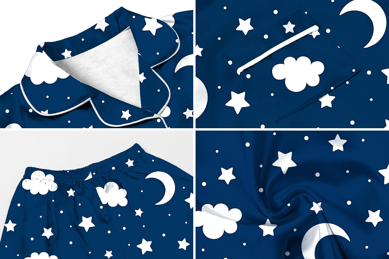 Schbbbta Boys Silk Pajamas Set Long Sleeve 2 Piece Sleepwear Button-Down Nightwear