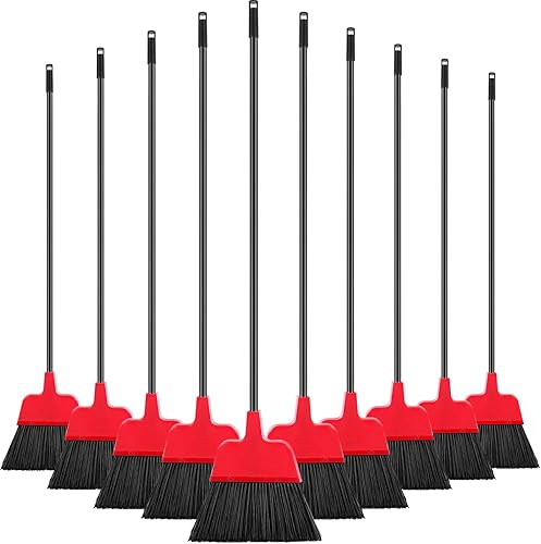 Roshtia 10 escobas resistentes a granel de 54 pulgadas para interiores y exteriores con mango largo ajustable, suministros de limpieza de suelos