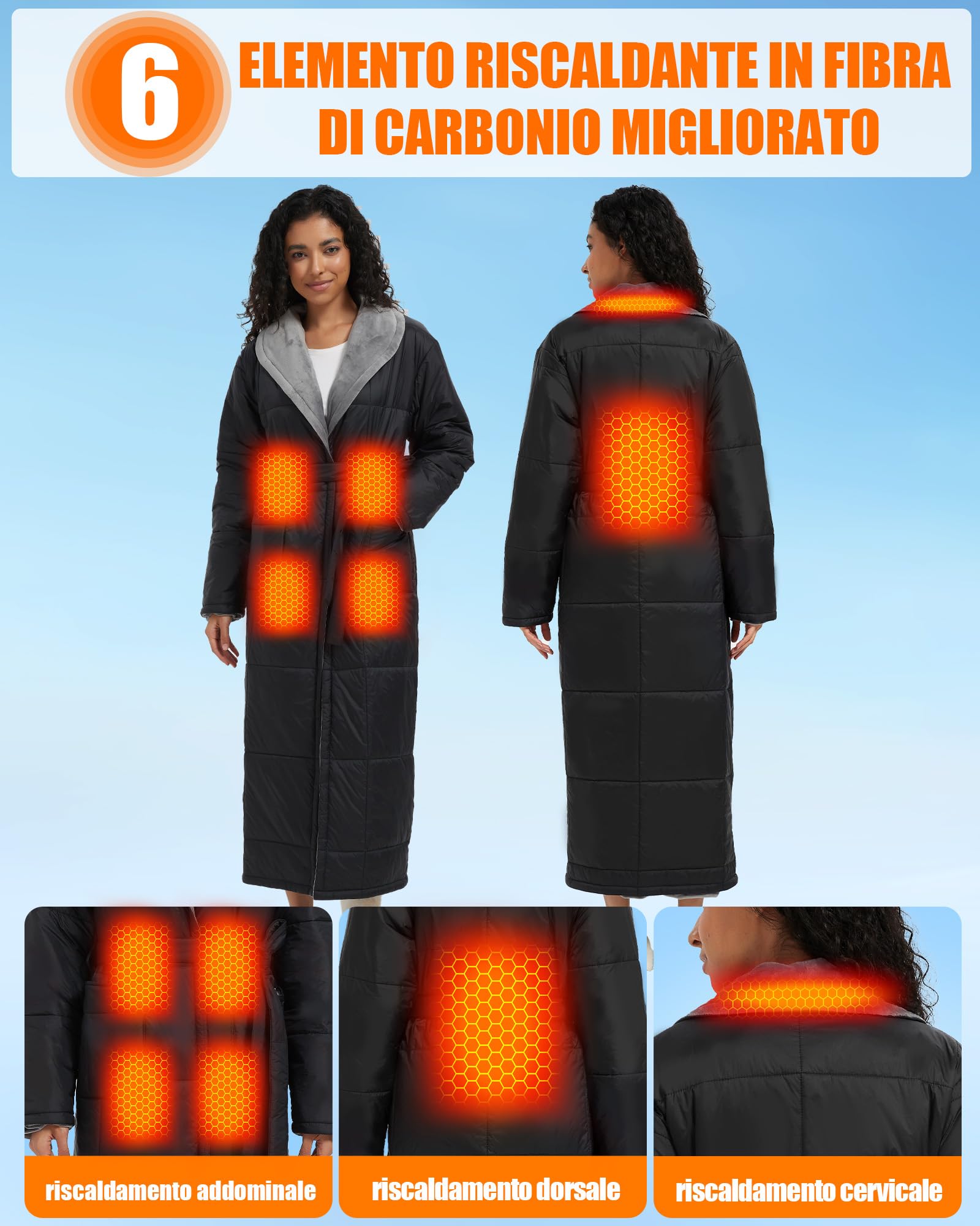 Coperta Elettrica con Maniche 20000mAh 7.4V per Uomo e Donna – Coperta con Maniche Riscaldante Portatile con Tecnologia di Riscaldamento Migliorata per Casa