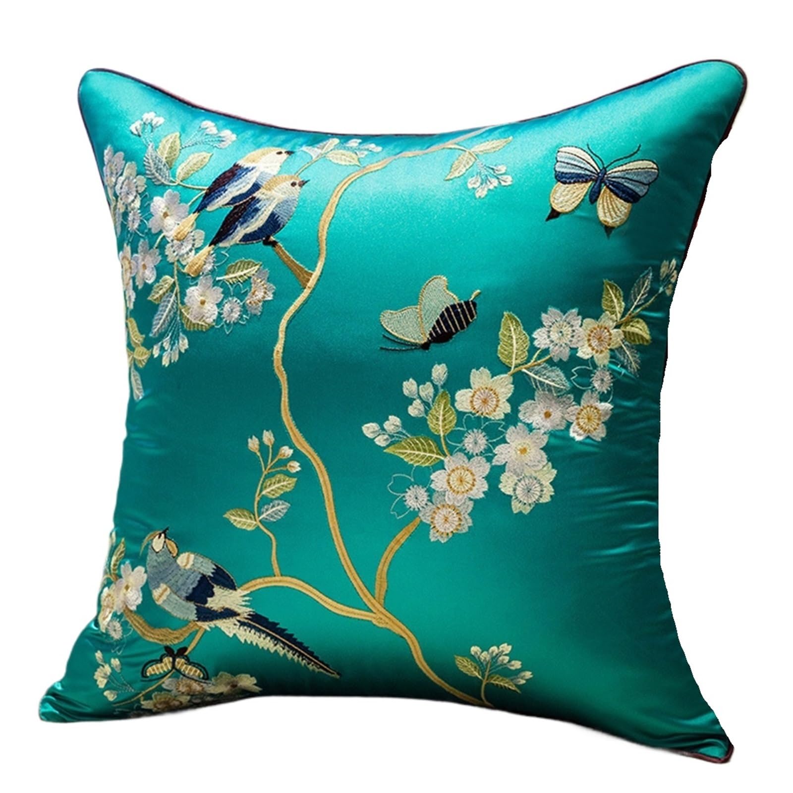 SNDISNV Embroidered Flower Bird Pillowcase For Bedroom