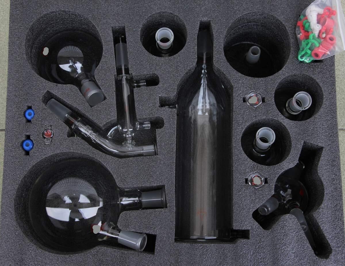 Kurzstrecken-Glasdestillationsset mit Kühlfalle und magnetischem Heizmantel – 2000 ml Laborausrüstung