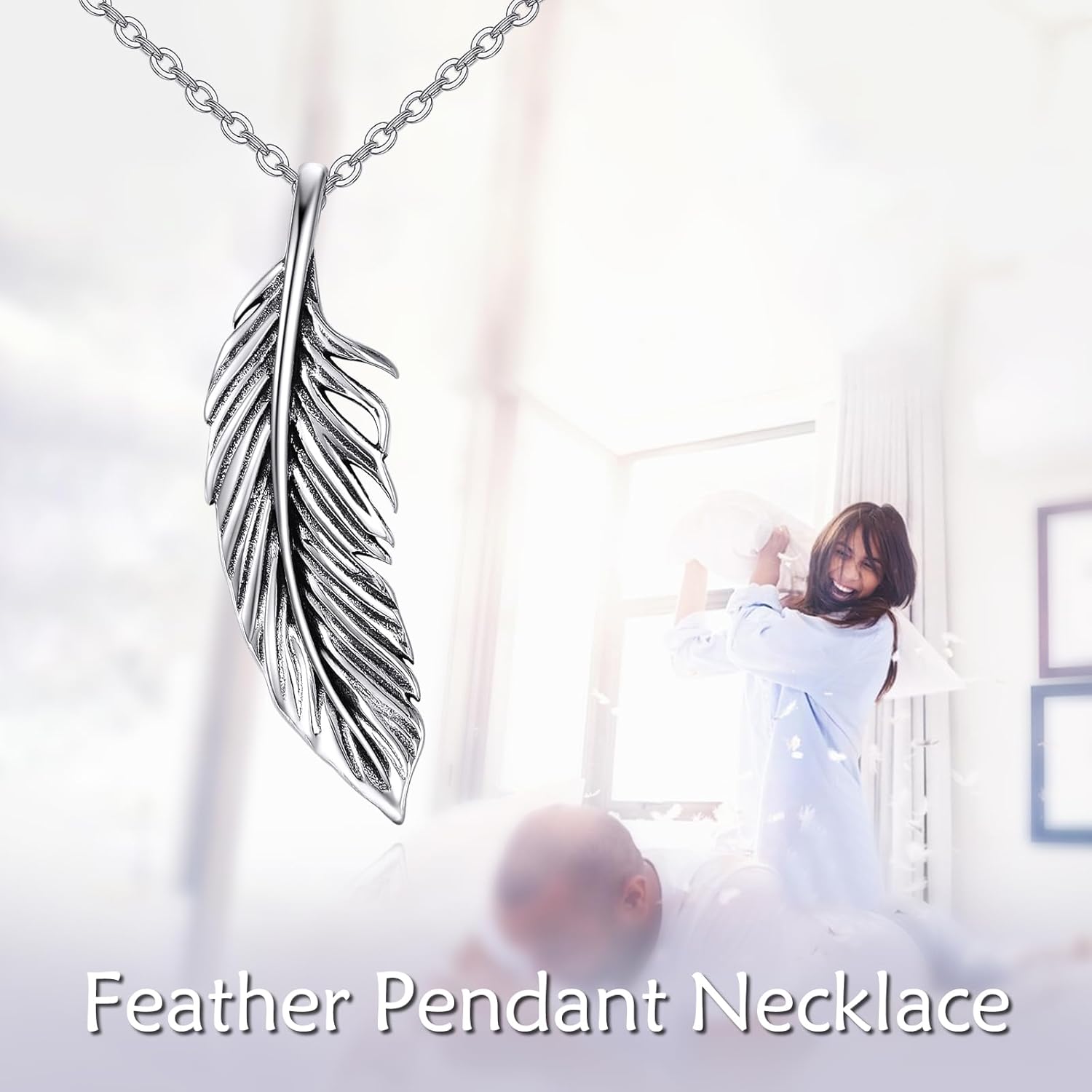 Feather Necklaces for Women 925 Sterling Silver Feather Pendant Necklace Feather Jewelry Gifts for Women - Image 5