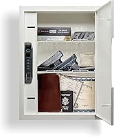 Vista 7 de Caja fuerte de pared de acceso rápido con cerradura de reconocimiento de venas de dedo, caja de seguridad de pared blanca con tablero perforado