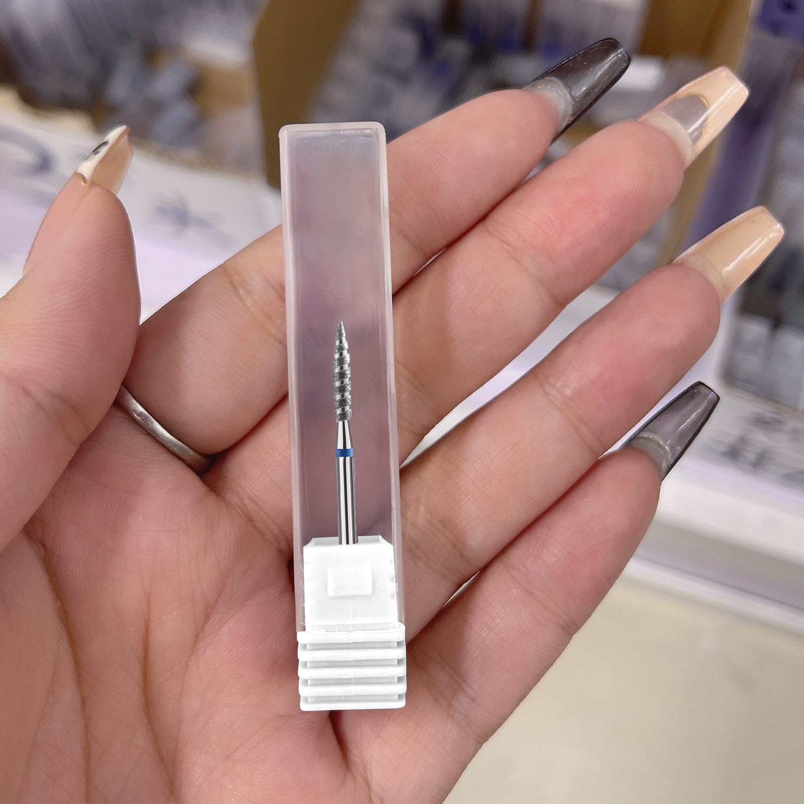 CGBE Punte Fresa Unghie Professionale, Punta Fresa Unghie Rimozione Cuticole e Pelle Morta, Diamante di Carburo, Grana Media, Forma di Fiamma, Punte Fresa Cuticole per Manicure Pedicure