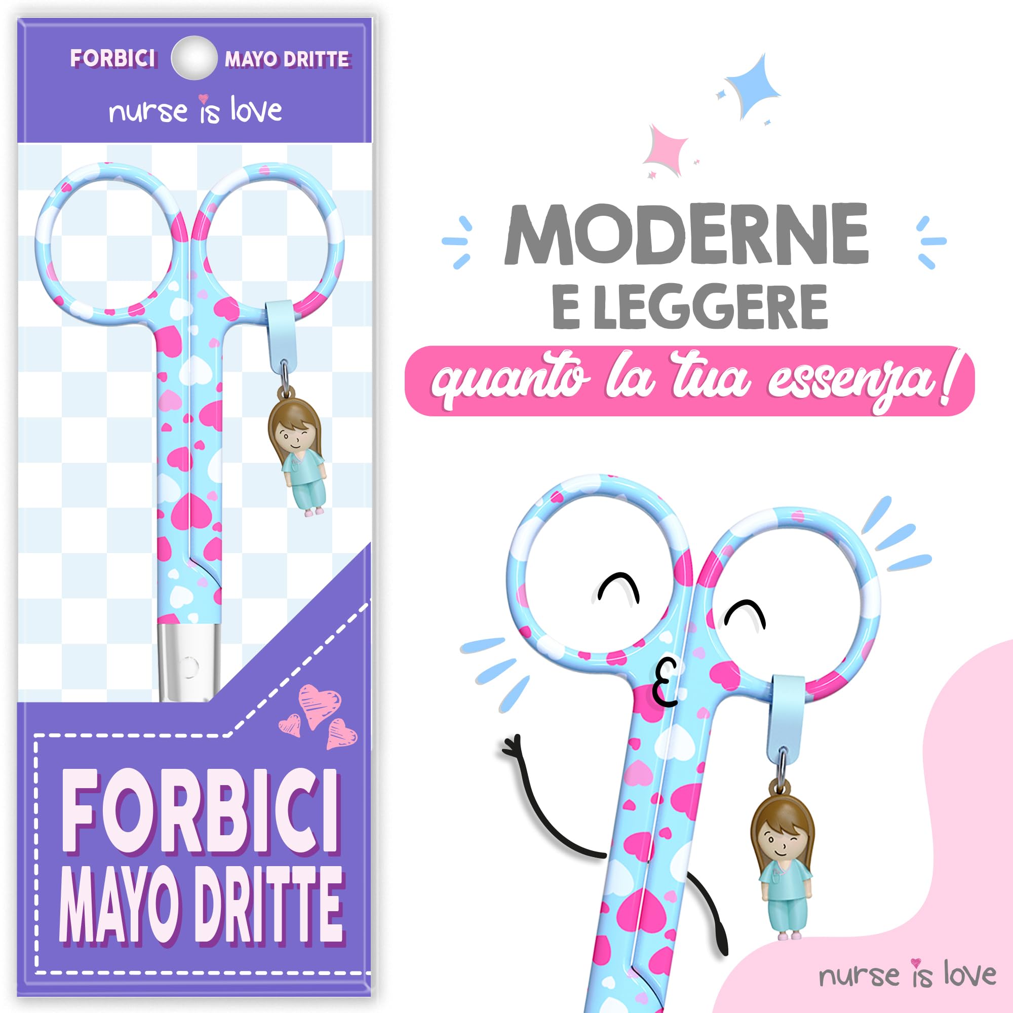 Nurse is Love Forbici Punta Arrotondata per Bende - Forbici di Pronto Soccorso | Kit Pronto Soccorso | Acciaio Inossidabile | Design Esclusivo con Charm - G Hearts