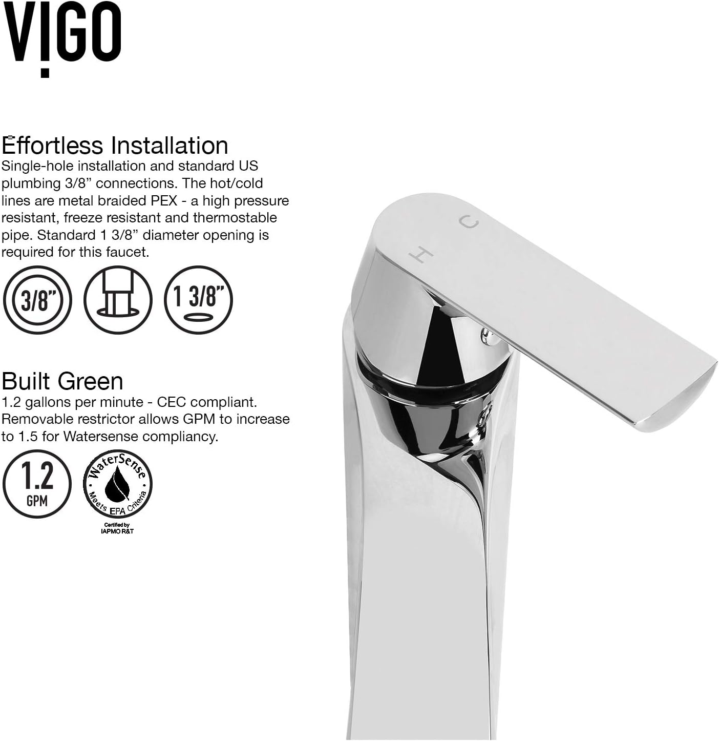 VIGO Linus 12'' H Single Handle Single-Hole Bathroom Vessel Faucet in Chrome-VG03013CH