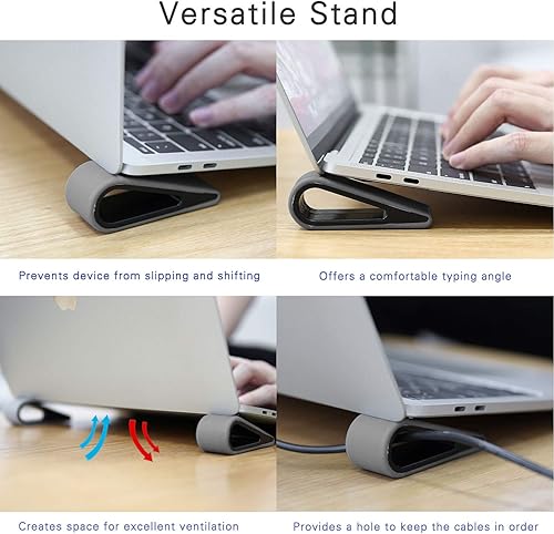 Miniatura 2 de MoKo Soporte universal para teclado de computadora portátilcomputadora, 4 unidades antideslizante de silicona inclinable con cuña elevadora estable
