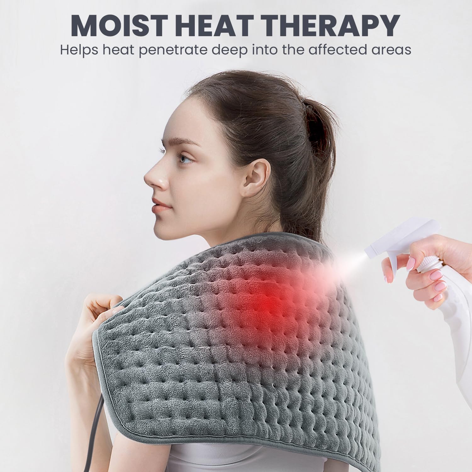 Heating Pad - Electric Heating Pad for Back Pain and Cramps Relief, Moist Heat Pad for Shoulder, Knee, Neck, 6 Heat Settings & Auto Shut Off and Machine Washable, 24" x 12"