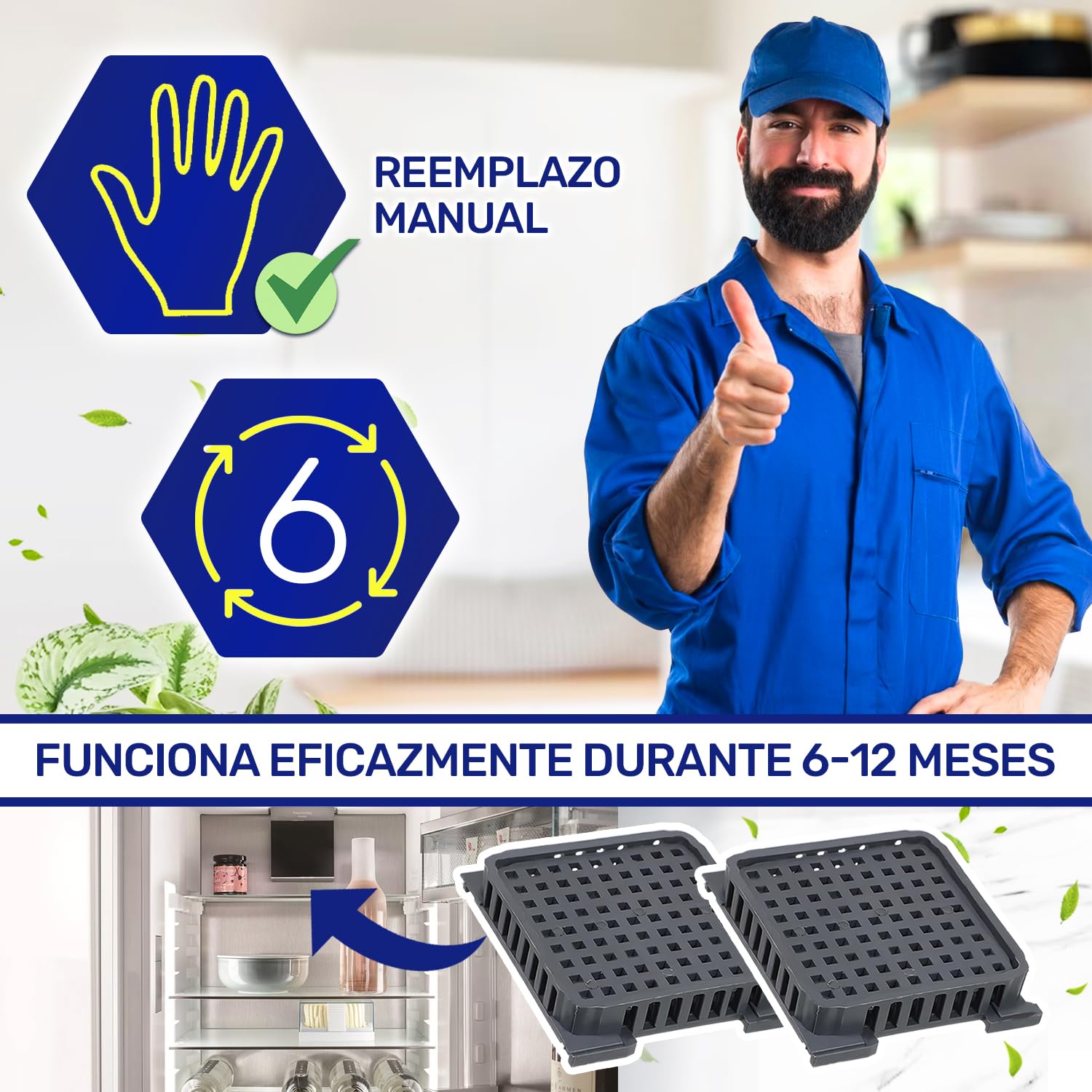 2 Piezas Filtro Carbon Activo Frigorifico Combi con Código Original 7440021 7440021-00 9882460 988246000 9096989 9882429 para Liebherr FreshAir - MONTERAL
