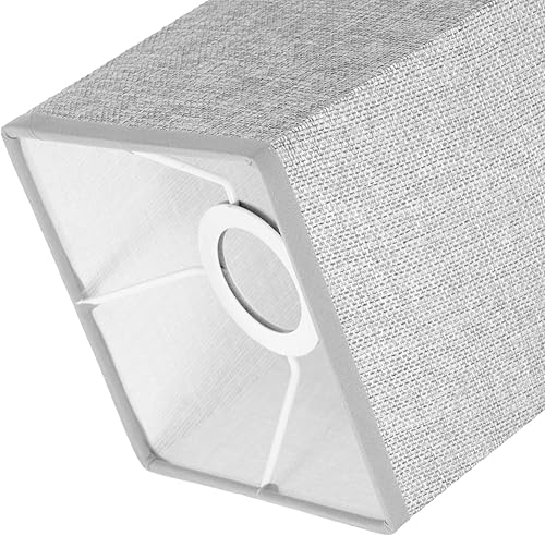 Miniatura 5 de Pantalla rectangular de lino para lámpara de tela blanca con clip, cubierta de luz, reemplazo de pantalla gris claro