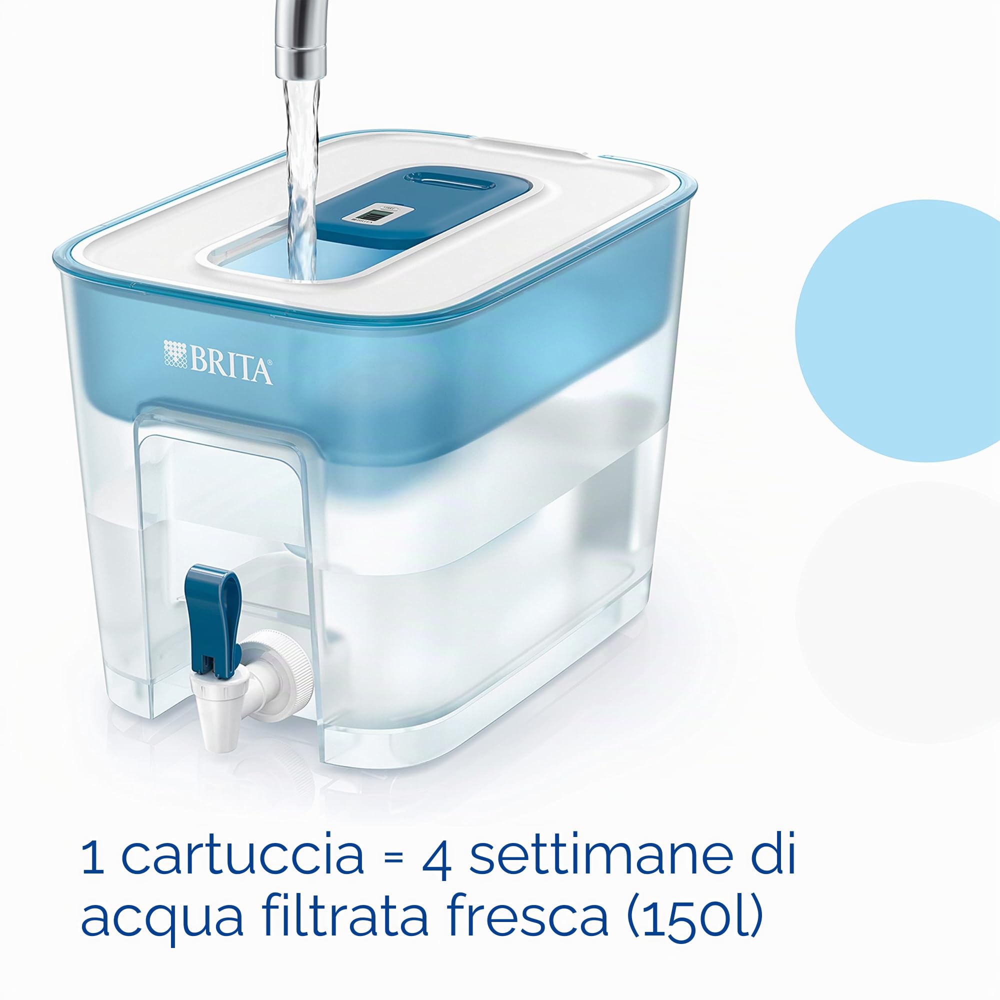 Brita Distributore filtrante per acqua 8, 2 L con filtro, Bianco