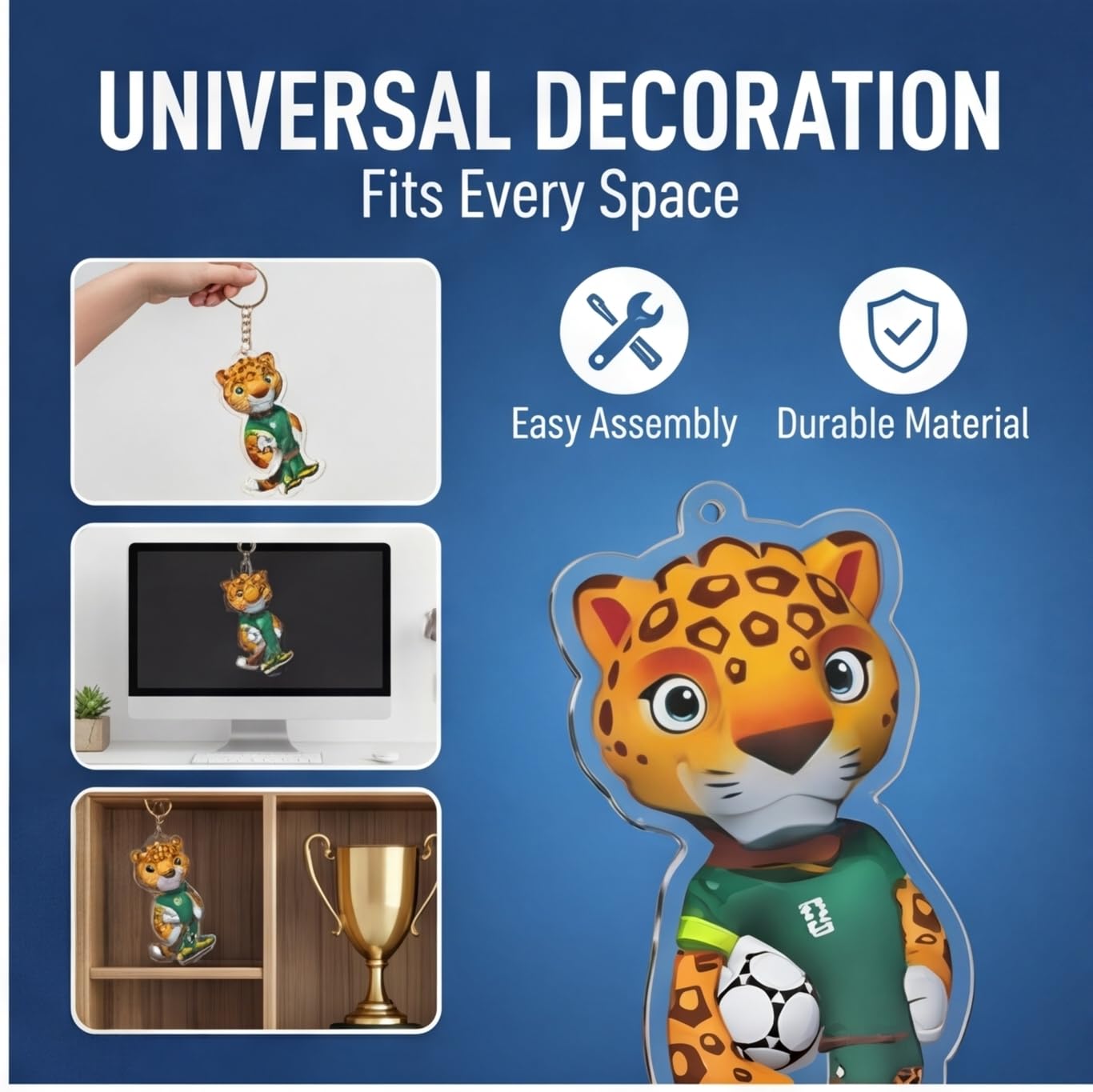 World Cup Mascot Acrylic Figurine Set – 4-Pack with Eagle, Moose, Jaguar & Trophy | Double-Sided Printed Standee for Desk, Shelf or DIY Decoration — view 3