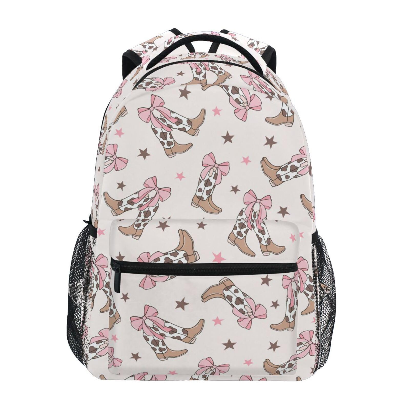 Krafig Bows Cowgirl Boots Boys Girls Kids School Backpacks Bookbag, Elementary School Bag Travel Backpack Daypack