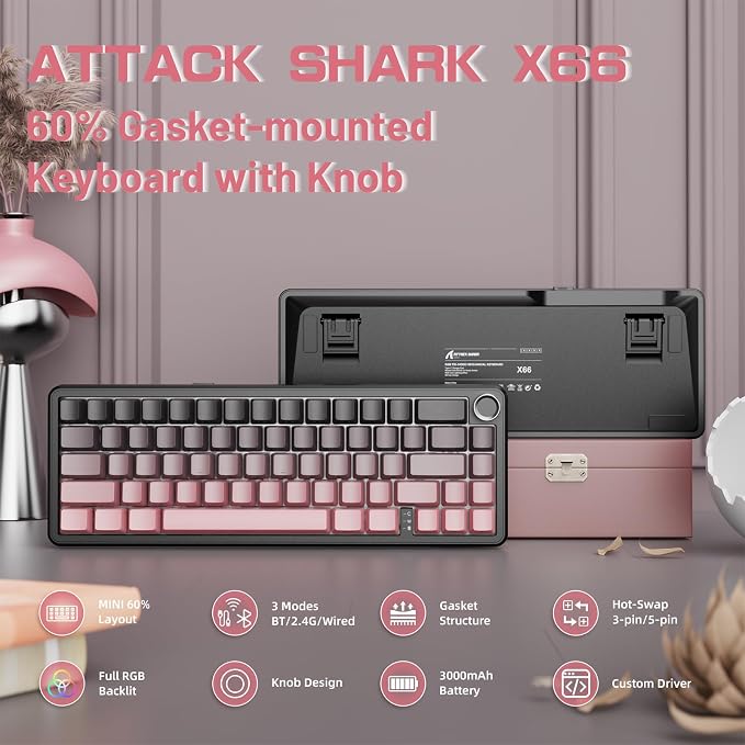Teclado Mecánico Gamer X66 60% Inalámbrico USB-C miniatura 2