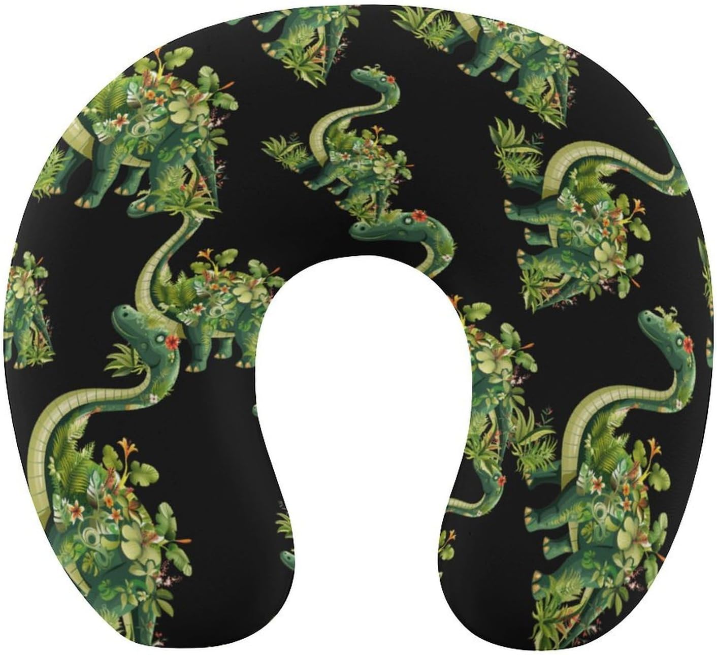 Brontosaurus Dinosaur Flower Travel Pillow U Shape Neck Pillow Washable Pillowcase for Sleeping Chair