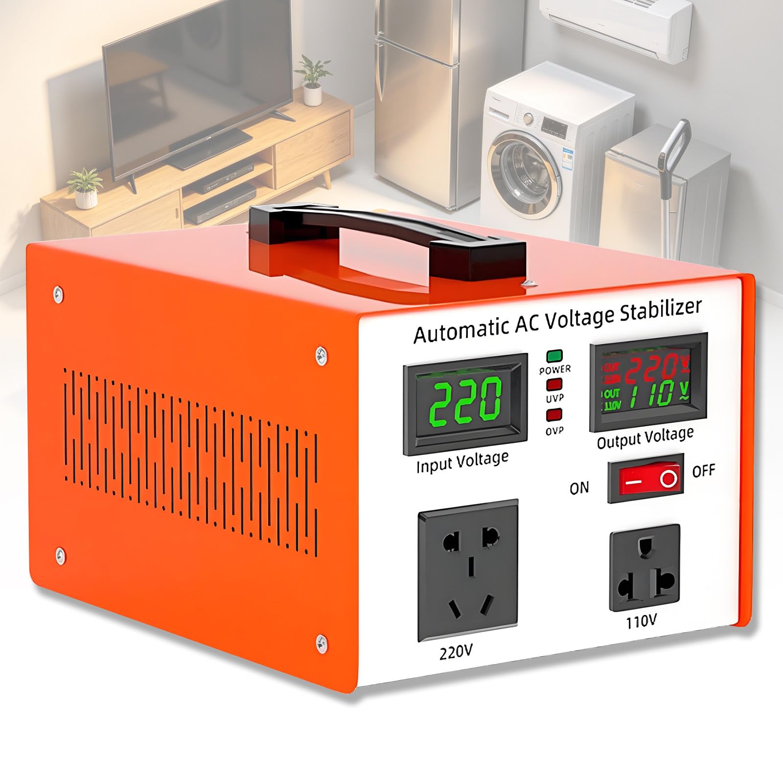 Stabilisateur de Tension À Large Plage Régulateur de Tension AC Entièrement Automatique Entrée 90-250V Multiples Choix de Puissance pour TV Ordinateur Cuisinière À Induction 220V-5000W