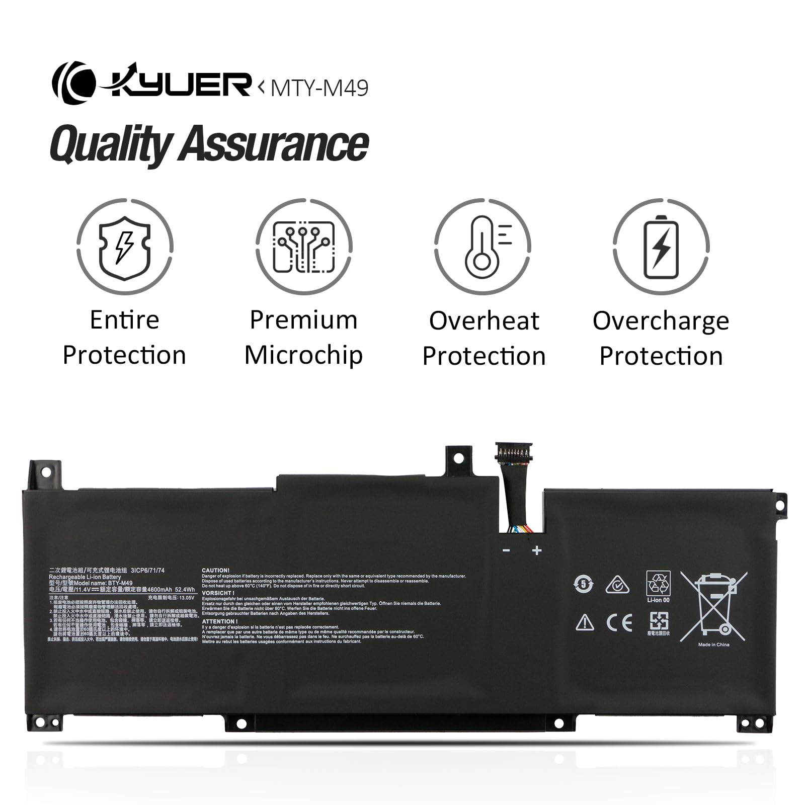 K KYUER BTY-M49 Laptop Akku für MSI Modern 14 B4M B4MW B10M B10MW B10R B10RAS B10RASW B10RBS B10RBSW B11M B11MO B11MOU B11MOL B11SB B11SBU B11SBL Prestige 14 A10M A10SC A10RAS A10RB A10RBS Summit E14