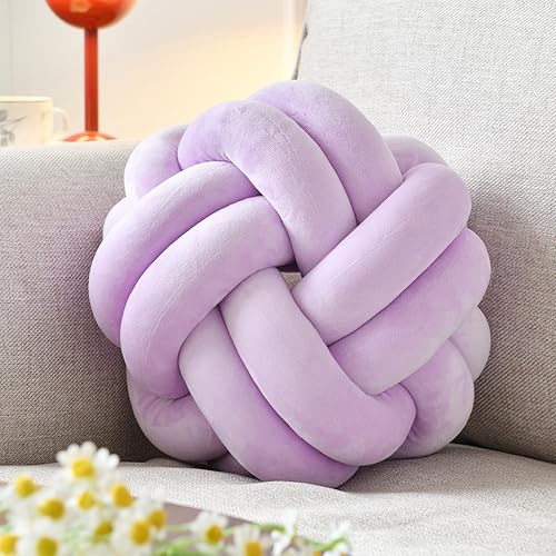VBGYA Cojín decorativo redondo con forma de bola, cojín decorativo redondo de felpa suave de 8 pulgadas, color lila, cojín decorativo moderno para