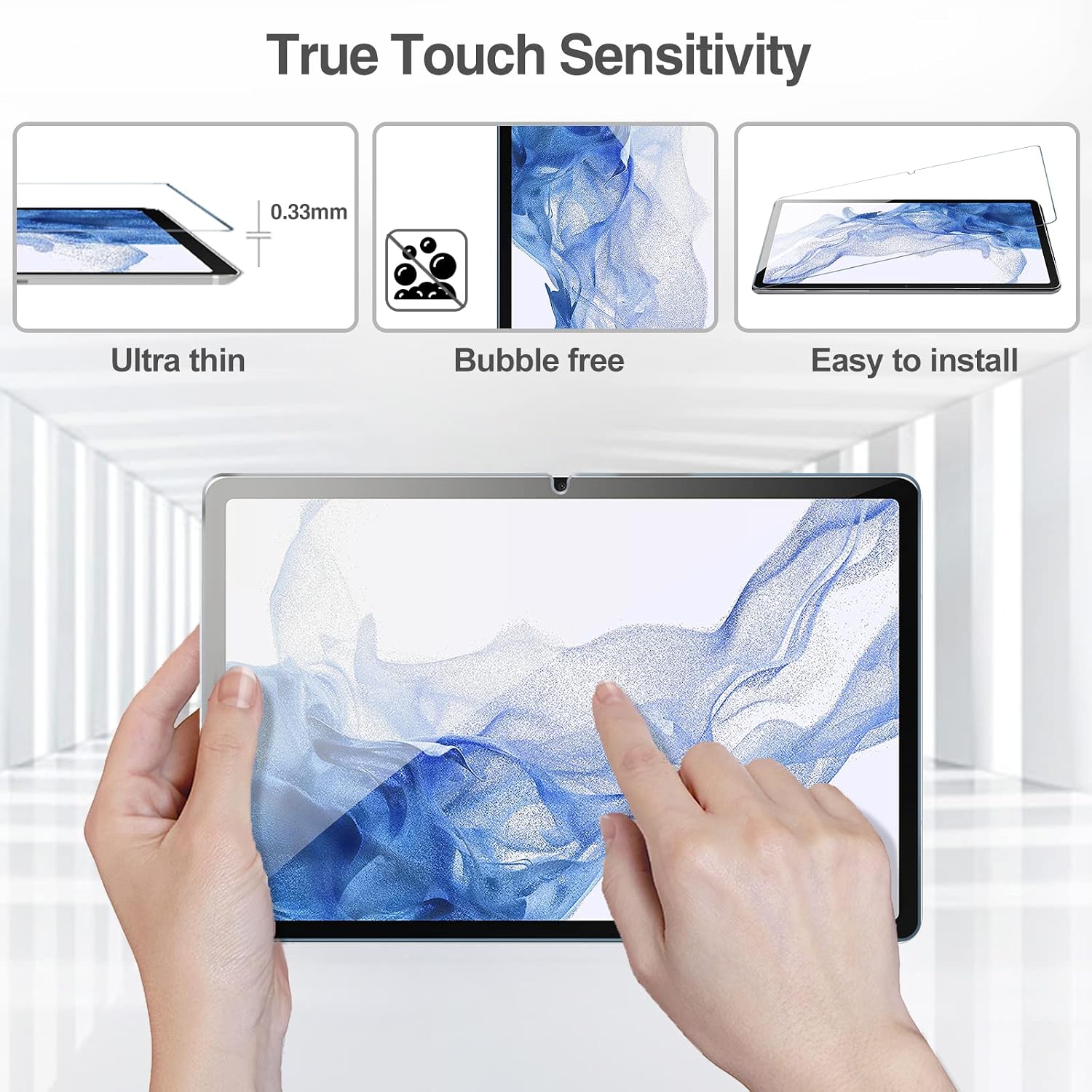 ProCase 2 Pack Screen Protector for Galaxy Tab S8 Plus/Tab S7 Fe/Tab S7 Plus 12.4 inch, 9H Hardness Tempered Glass HD Clear Film for SM-X800/X806/T730/T736/T970/T975/T976/T978