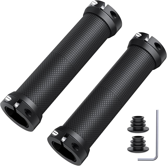 Whioltl Bike Handlebar Grips, Mountain Bike Handlebar Grips, Scooter Lock-on Bike Grips, Ergonomic Non-Slip Soft Rubber Bicycle Handle Grip with Aluminum Lock, Cycling Grips, Folding Bike Handlebar