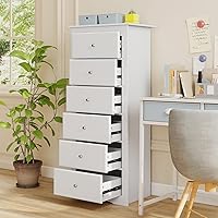 Vista 5 de Cómoda de 6 cajones, cómoda de 53.5 pulgadas, cajones de armario modernos con asas de metal, cómodas y cofres de madera, cómoda alta para Blanco
