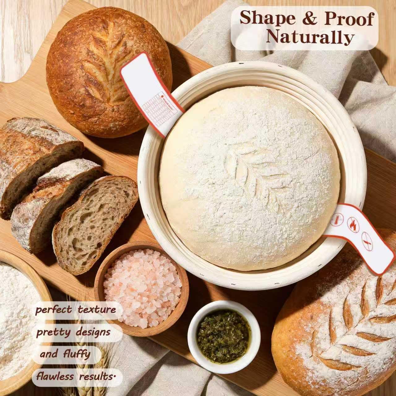 Sourdough Starter Kit with Banneton Proofing Basket, Jar and Baking Tools