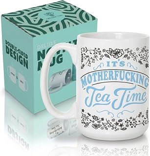 Artisan Owl It's Motherfucking Tea Time Mug - 15 oz. Ceramic Large Novelty Tea & Coffee Cup Perfect Sarcastic & Gag Mom Gift for Birthday, Mother's Day and Christmas
