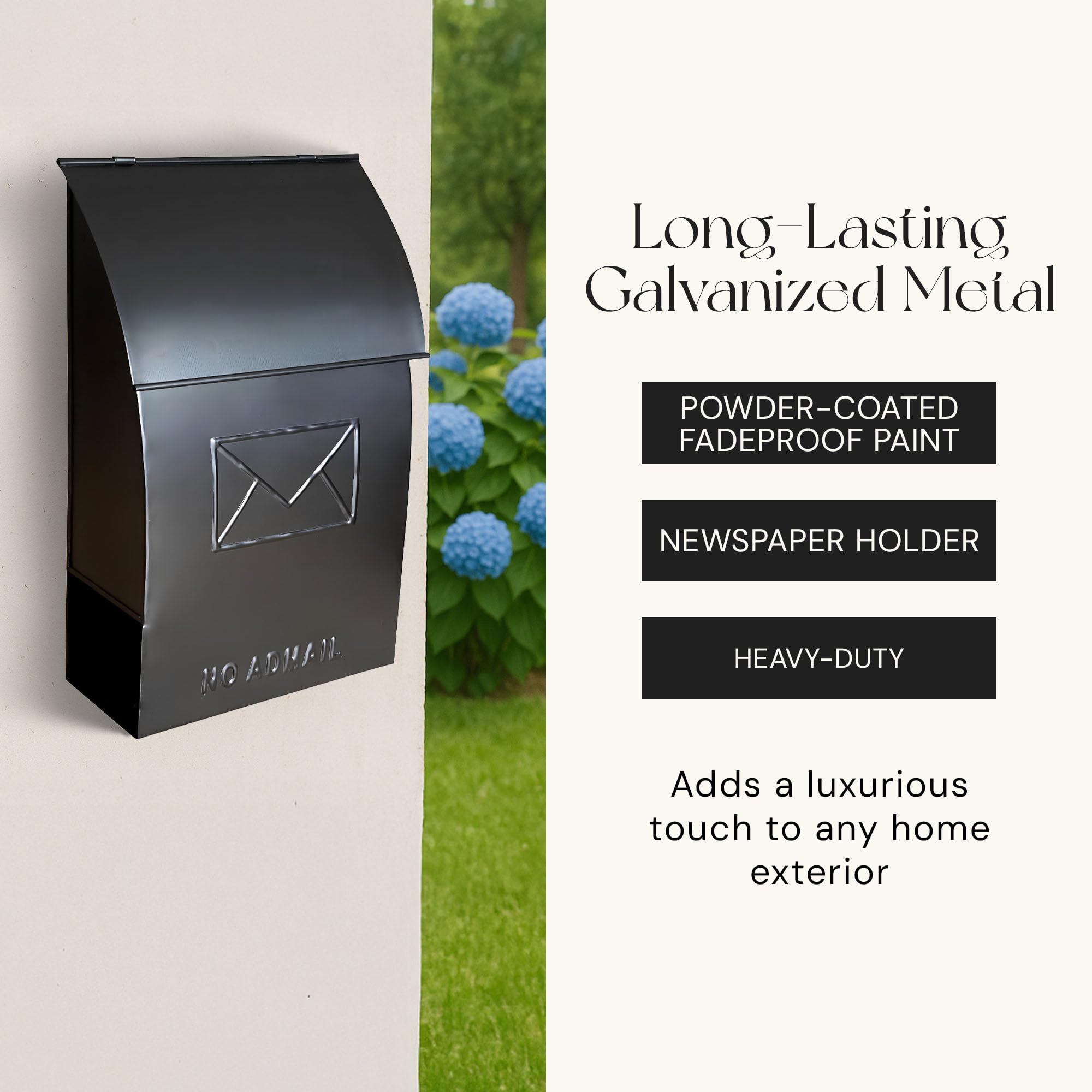 Yaocom Wall Mount Mailbox For Outside 3.94 X 15.35 X 9.45