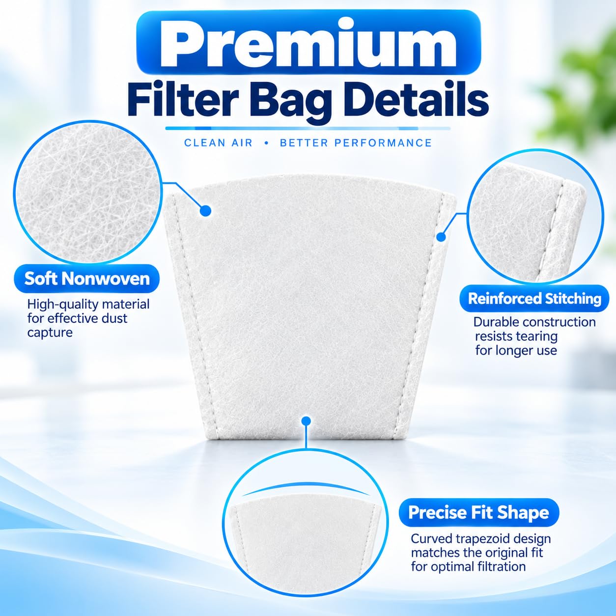 Bolsas Filtro aspiradora para Ozito PXHVS-250U, Pack de 8