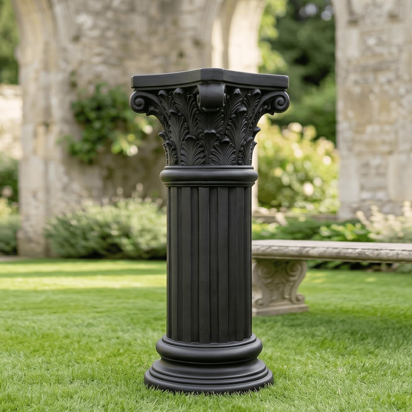 Outour Black 28" H Corinthian Roman Column Statue Pedestal Stand