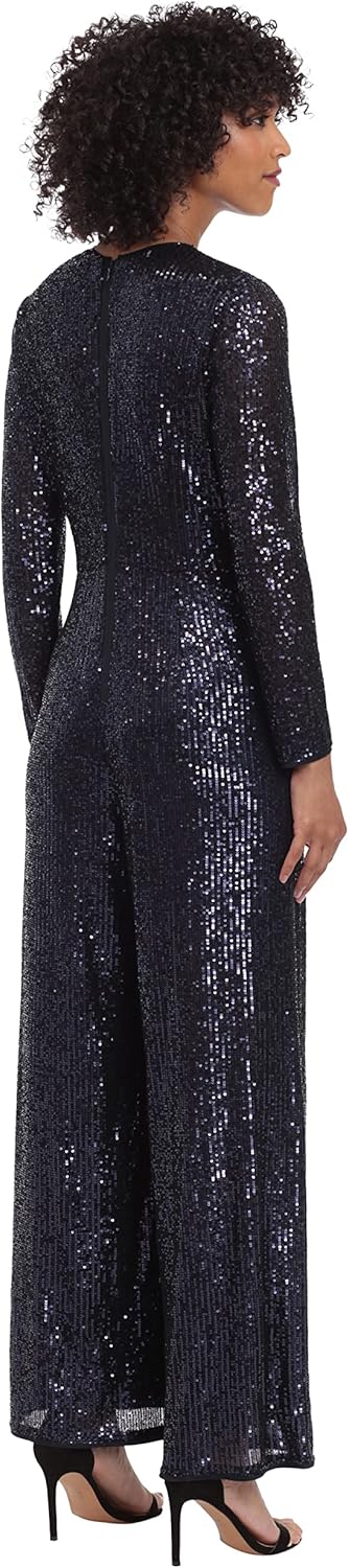 Maggy London womens Holiday Sequin Jumpsuit Event Occasion Cocktail Party Guest of - Image 4