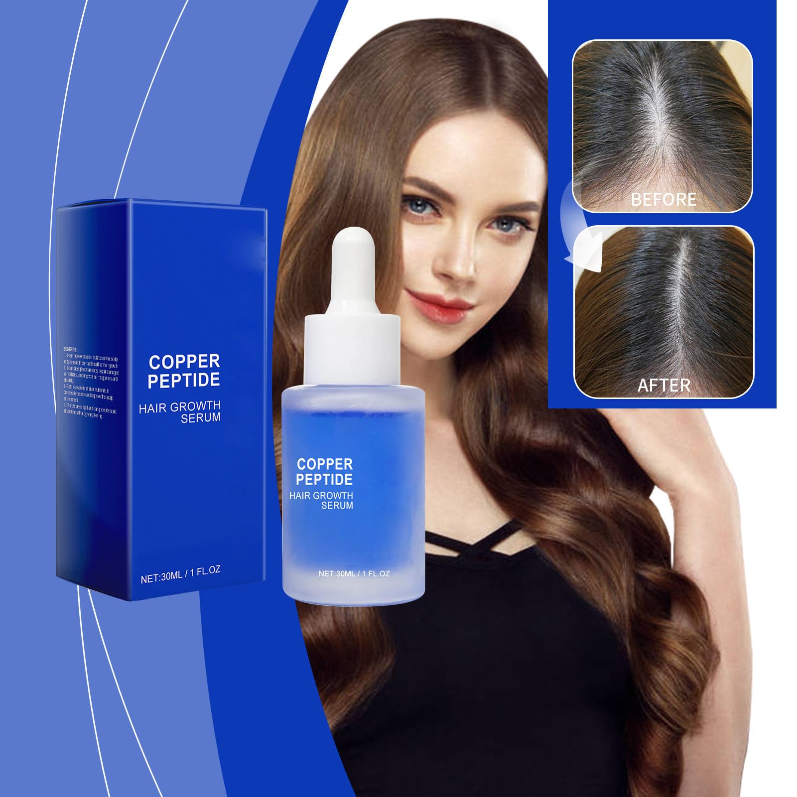 Fleava Advanced peptyd miedziany, peptyd miedziany, serum koloidalne, miedź, krem Fleava Hair Regrowth, serum na wzrost włosów Fleava, dla kobiet i mężczyzn