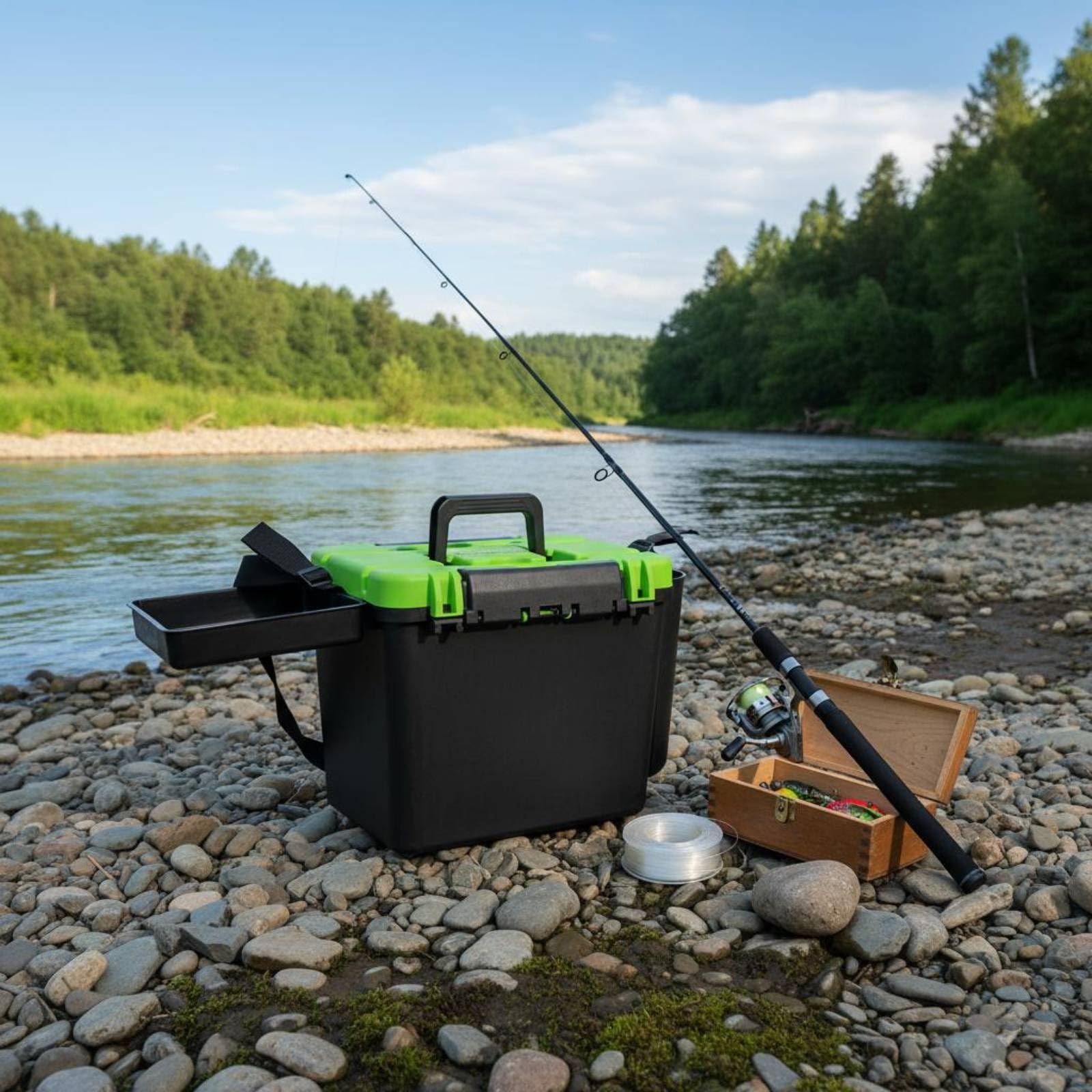 LOVIVER Box Sedile da Pesca Contenitore Attrezzatura Scatola Esche Secchio in Plastica con Coperchio Manico E Tracolla Struttura Solida per Ordinare Ami Pinze E Adatto Fiume Barca Riva, Rosso