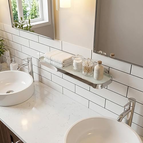 Miniatura 5 de Cortesi Home Milo - Estantería contemporánea de acero inoxidable para tocador, cromada, 16 pulgadas