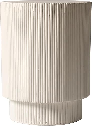 Miniatura 8 de LeisureMod Mesa auxiliar moderna redonda de fibra de piedra, para el hogar, patio al aire libre, sofá de sala de estar, resistente a la intemperie,