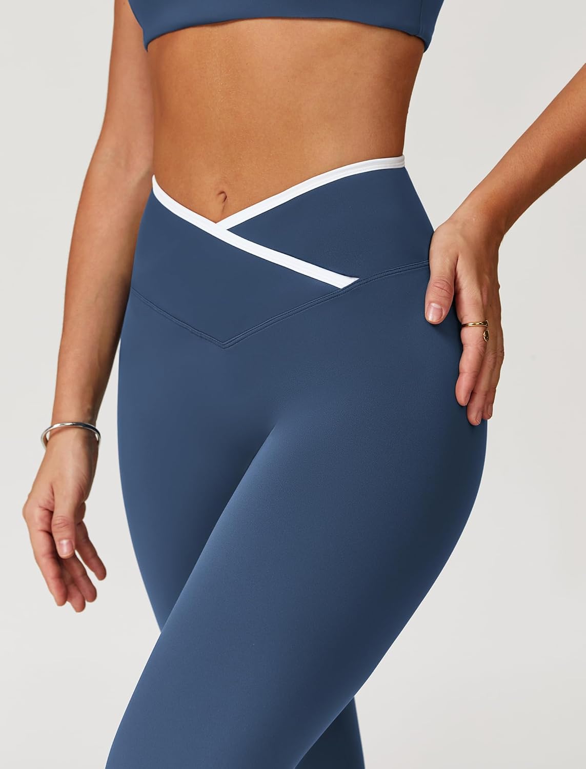 ABOCIW Workout Sets for Women 2 Piece Color Block Strappy Sports Bra High Waist Shorts Gym Yoga Pilates Outfits - Image 6