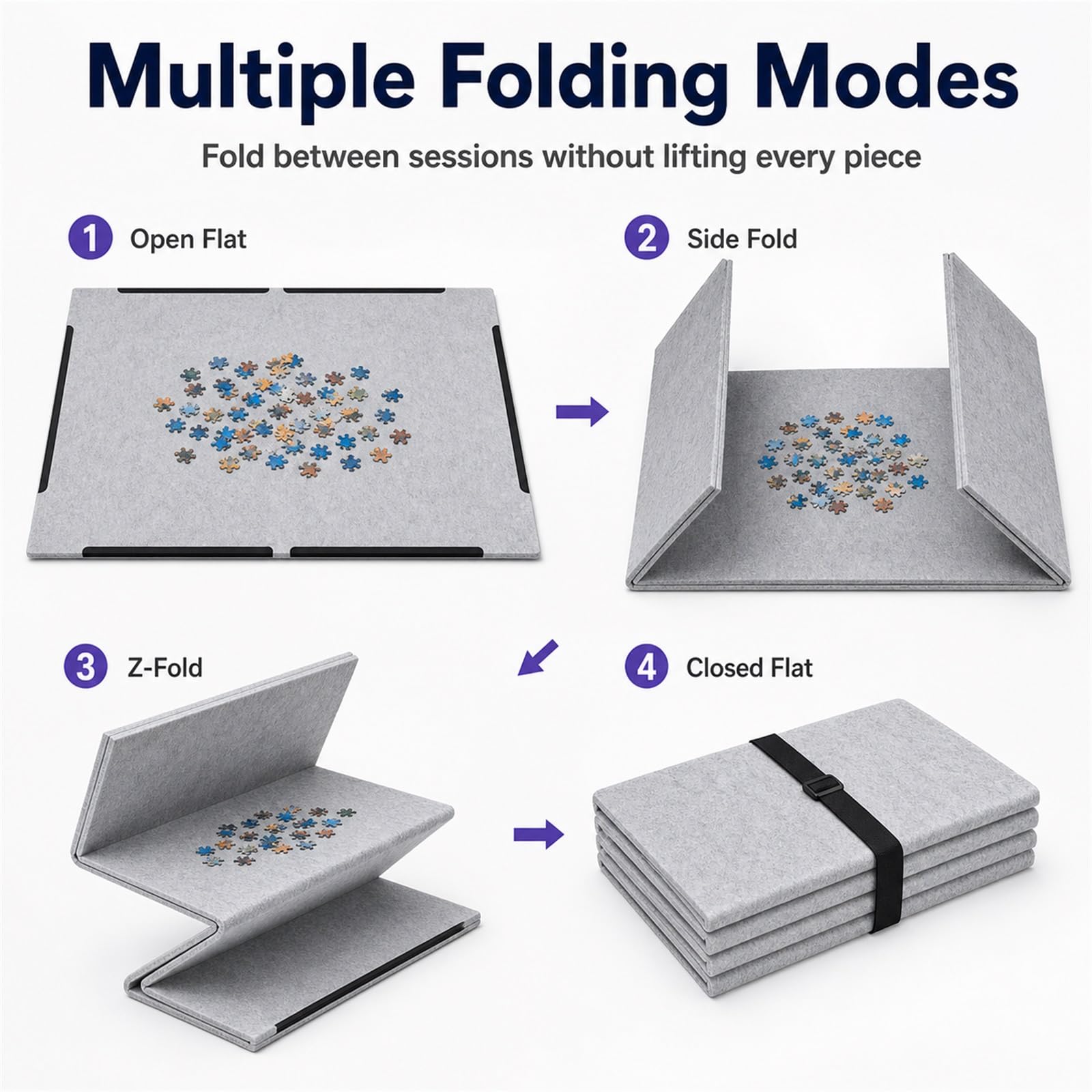 Tablero De Rompecabezas Plegable,Mesa De Rompecabezas De Fieltro,Tablero para Puzzle Inclinable,4 Bandejas De ClasificacióN,Ideal para Adultos Y Amantes De Los Puzzles
