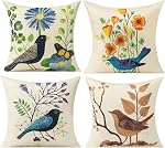 All Smiles Outdoor Throw Pillow Covers Cushion Covers Patio Spring Summer Flowers Garden Farmhouse Décor Outside Bench Chair Decorative Cushion Cases 18x18 Set of 4 Decoration for Bed Couch Sofa