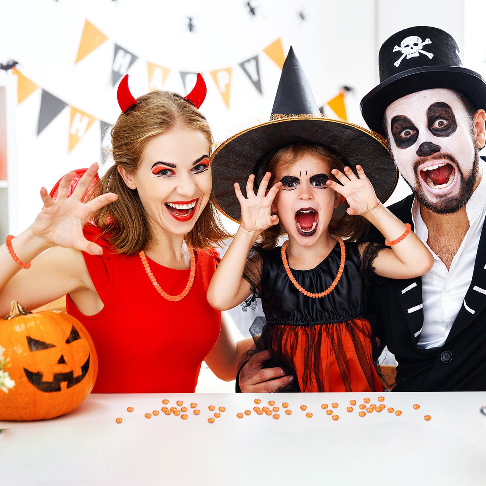 jojofuny 400 Pezzi Perline Zucca Lisce per Bracciali e Collane Materiale DIY per Gioielli Facilitato per Creazioni Artigianali Halloween e Ringraziamento