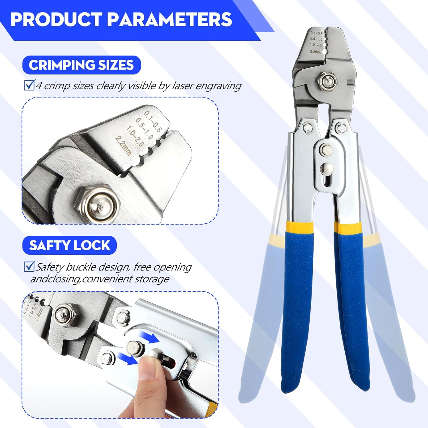 Wire Rope Crimping Tool Kit Fishing Crimps Tool Including Stainless Steel Crimping Pliers 10m 100lb Leader Line 330 Pcs 10 Size Copper Sleeves Anti-corrosion for Saltwater Trolling Jigging