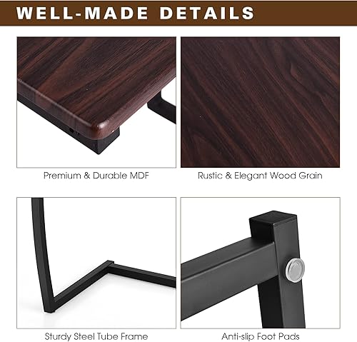 Miniatura 7 de Mesa auxiliar en forma de C, mesa de bandeja de TV con marco de acero para sofá, mesa de sofá portátil para espacios pequeños, mesa auxiliar para