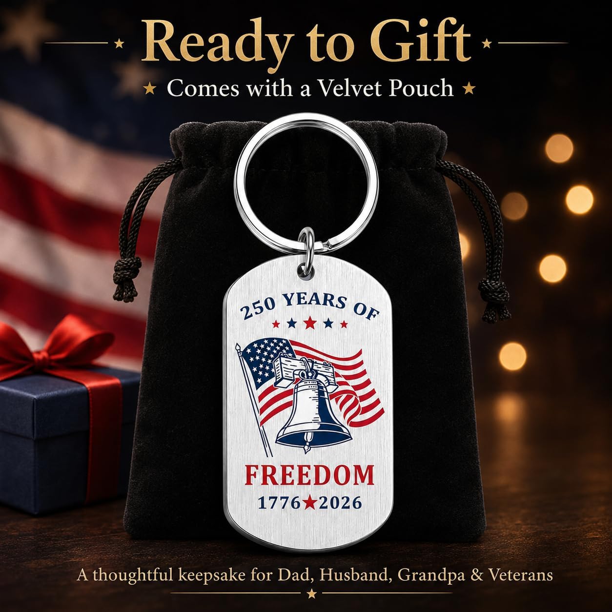 America 250 Keychain Gift - USA 250th Anniversary Merchandise Keychain - USA 1776–2026 Patriotic Key Ring