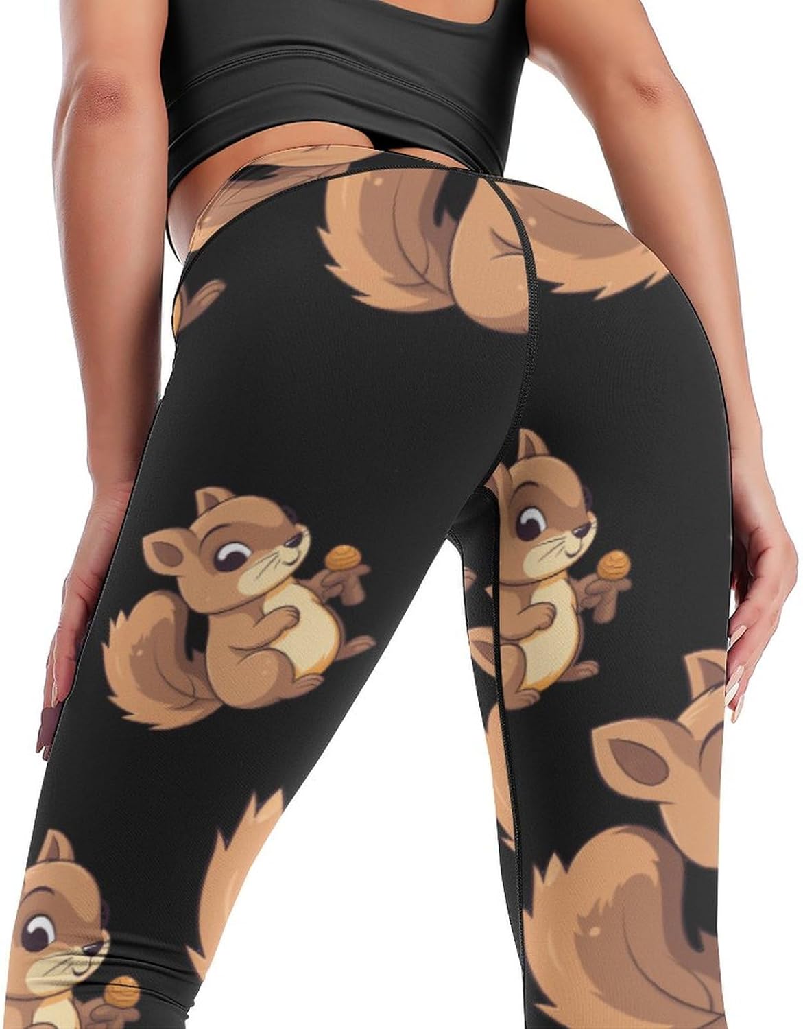 Cartoon Squirrel Women's Yoga Pants High Waisted Leggings Casual Sweatpants Workout Pants