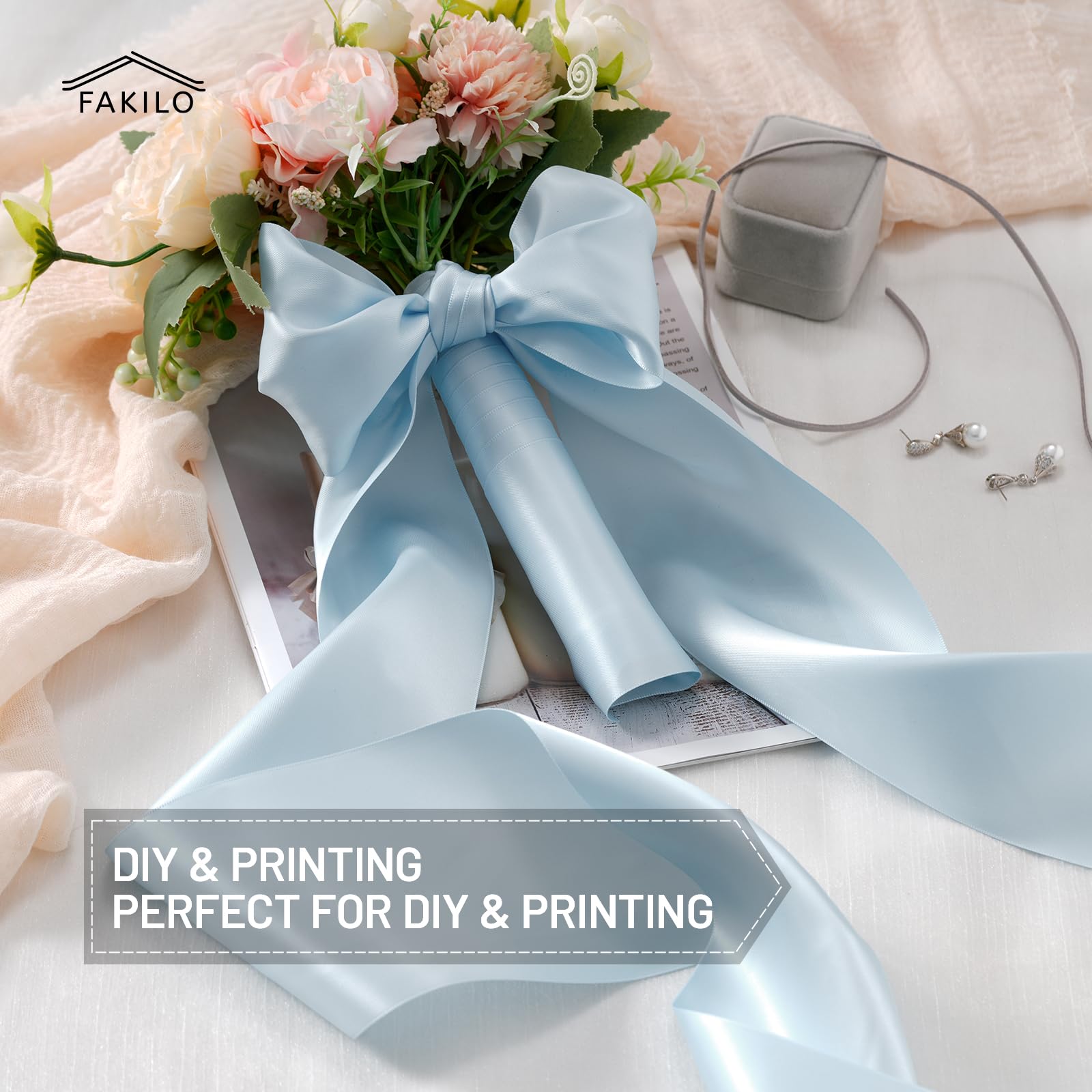Snapklik.com : Light Blue Ribbon 4 Inch Wide Double Faced Satin Ribbon ...