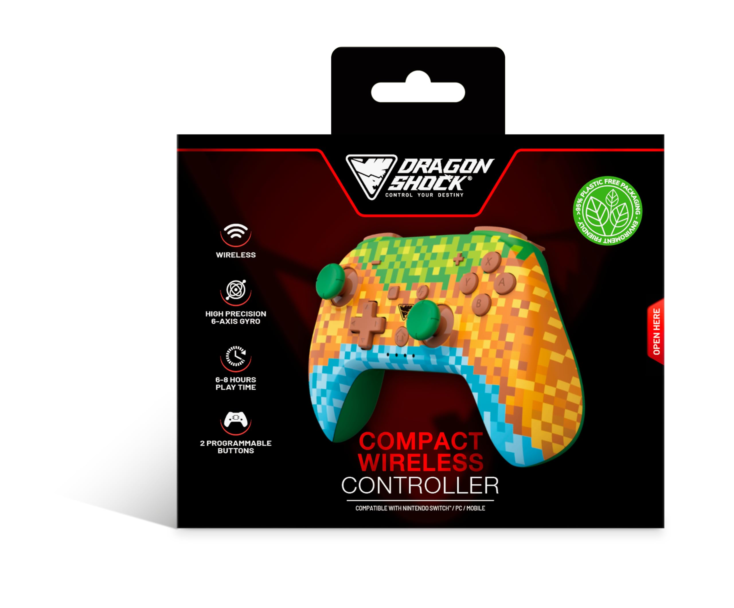 DragonShock PopTop Manette Bluetooth compacte sans fil compatible avec Nintendo Switch et PC Style Cubes/Mindc.2 Style