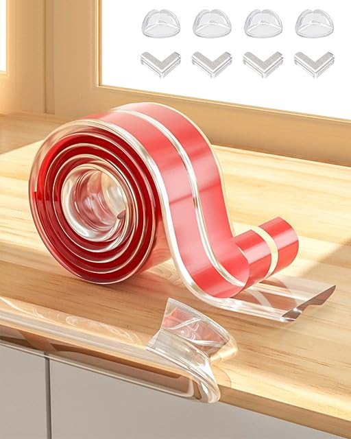 Trongle 3 Meter Edge Protector and 8 Baby Safety Corner Protectors for Kids, Edge Protector for Kids, Edge Protector, Baby Corners and Edge Protector with Extra Strong Tape for Use in Tables, Cabinets