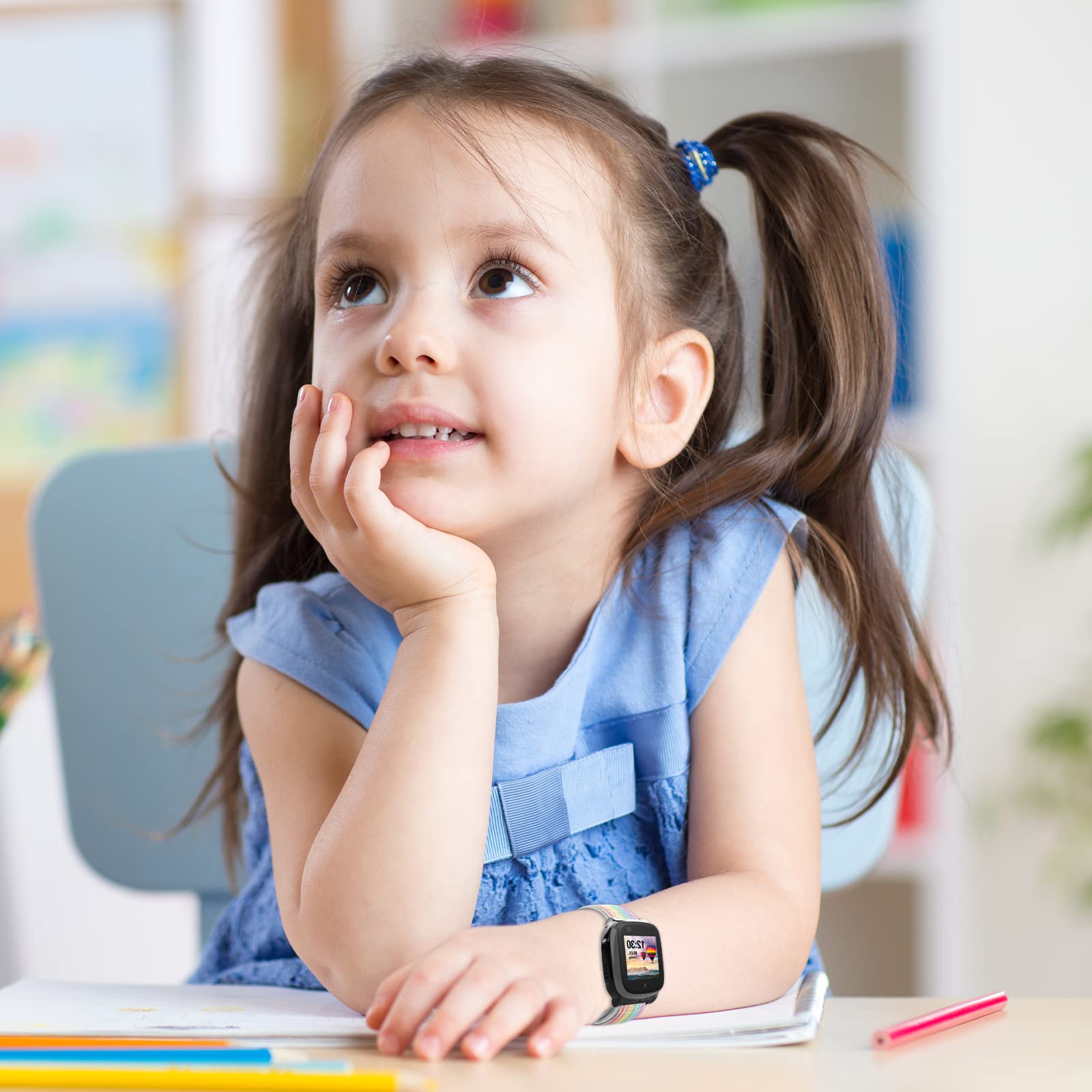 Correa Compatible con Xplora X5 /XGO 2/XGO 3, orrea de Reloj Deportivo de Nailon de Repuesto Ajustable y Transpirable para Niños y Niñas Compatible con Xplora X5 Play/XGO2/XGO3, Arco Iris