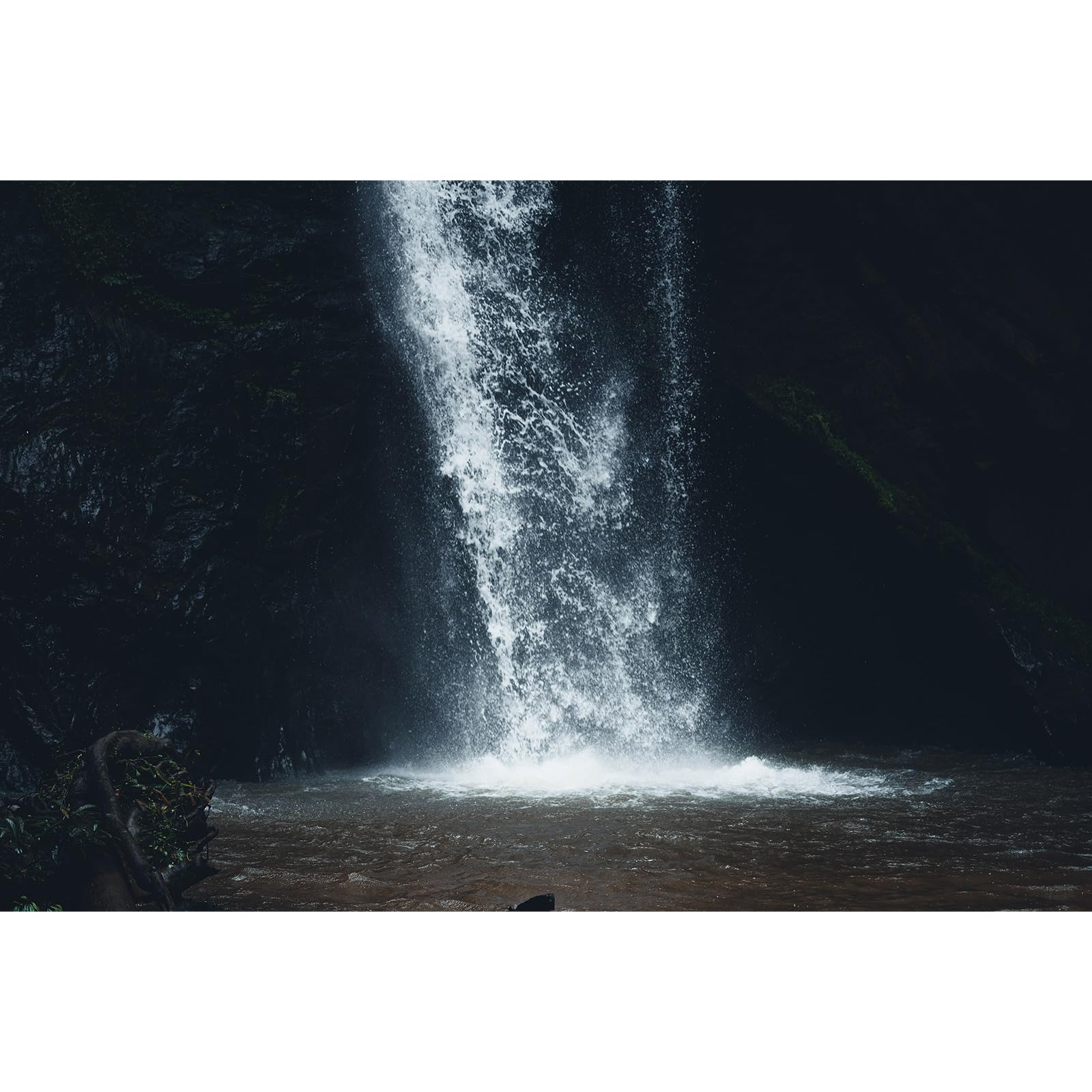 Waterfall Aquarium Background Waterfall in Dark Black Backdrop Terrarium Backgrouds Stream Falls Theme Fish Tank Background Cascading Waterfalls Reptile Tank Enclosure Backgrounds Wallpaper 72x24in