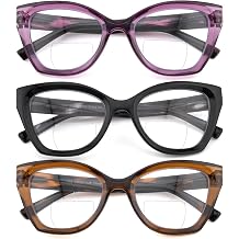 3 Pack Cat Eye Bifocal Reading Glasses for Women Stylish Blue Light Blocking Readers Dual Focal Clear Top Eyewear